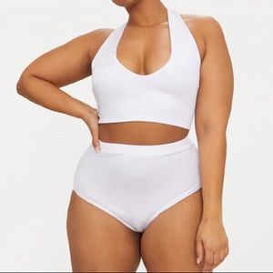 White bikini halter swim top